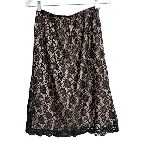 Vintage Vanity Fair Slip Skirt Womens Size M Black Lace Half Slip Lingerie Under - Picture 1 of 12